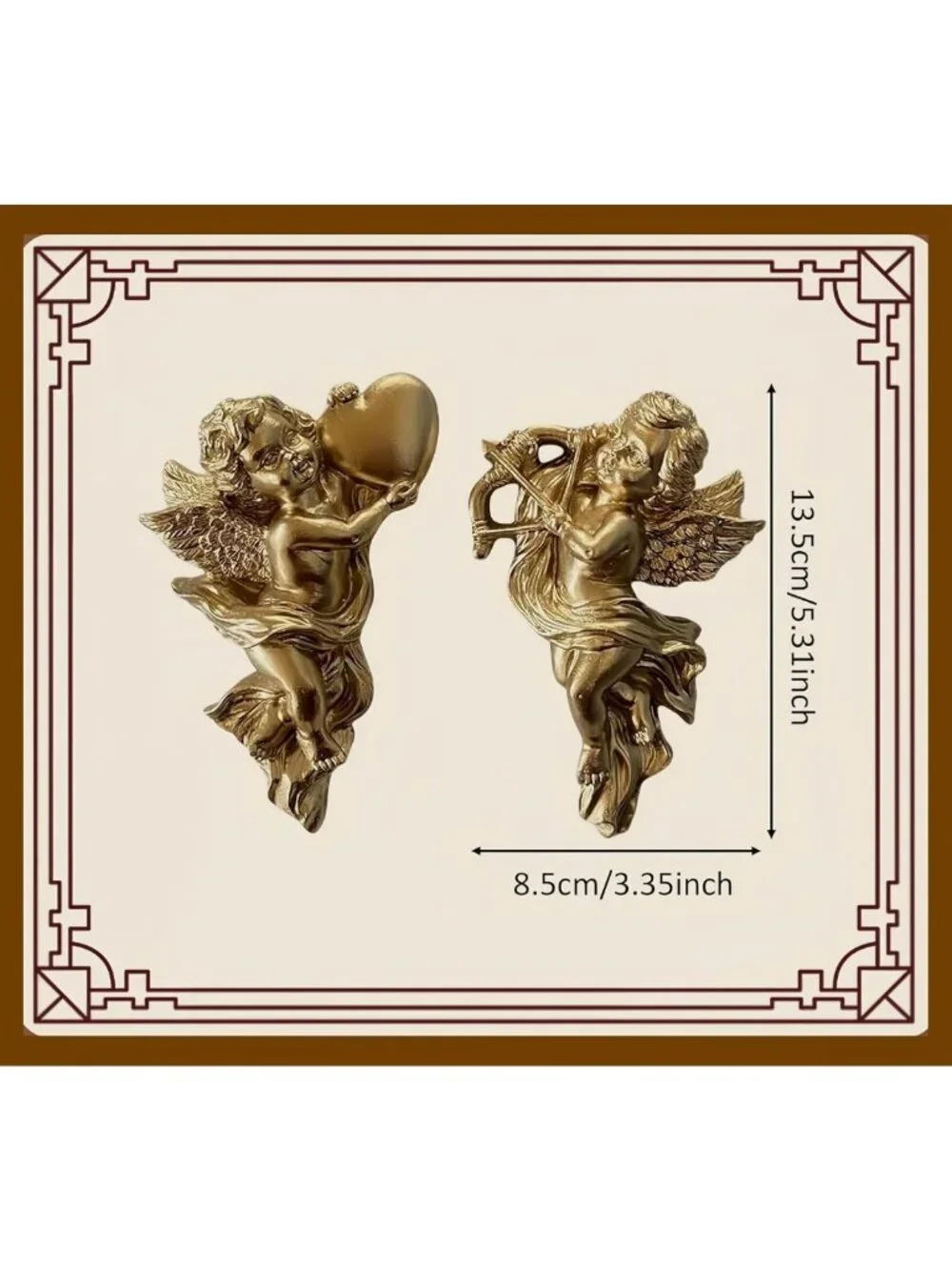 Adorable 2Pcs Cherub Wall Art - Vintage Angel Wings Decor for Home & Wedding